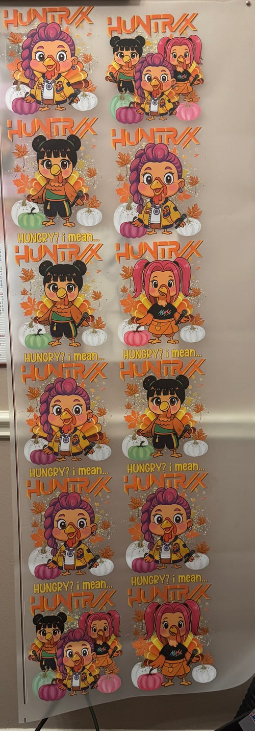 Huntrix Thanksgiving Pre-Made DTF Gang Sheet – Ready-to-Press K-Pop Inspired Fall Designs | Fast Apparel Transfers