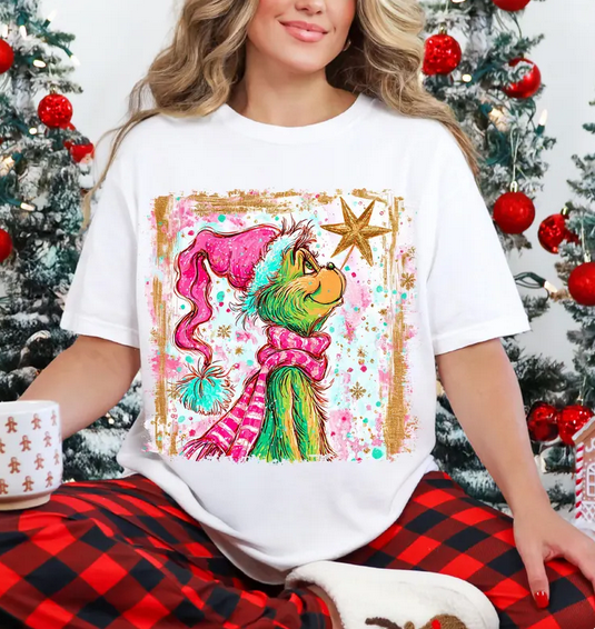 Retro Grinch Christmas DTF Transfer – Vintage Holiday Design, Ready to Press