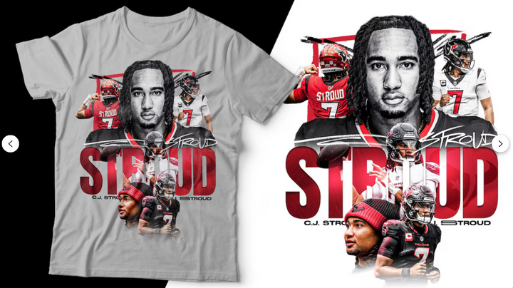 CJ Stroud Texans DTF Transfer – Texas Football Bull Design | Ready to Press Heat Transfer