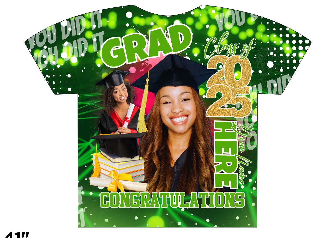Custom 3D All-Over Graduation T-Shirt – Personalized Full-Print Senior Gift