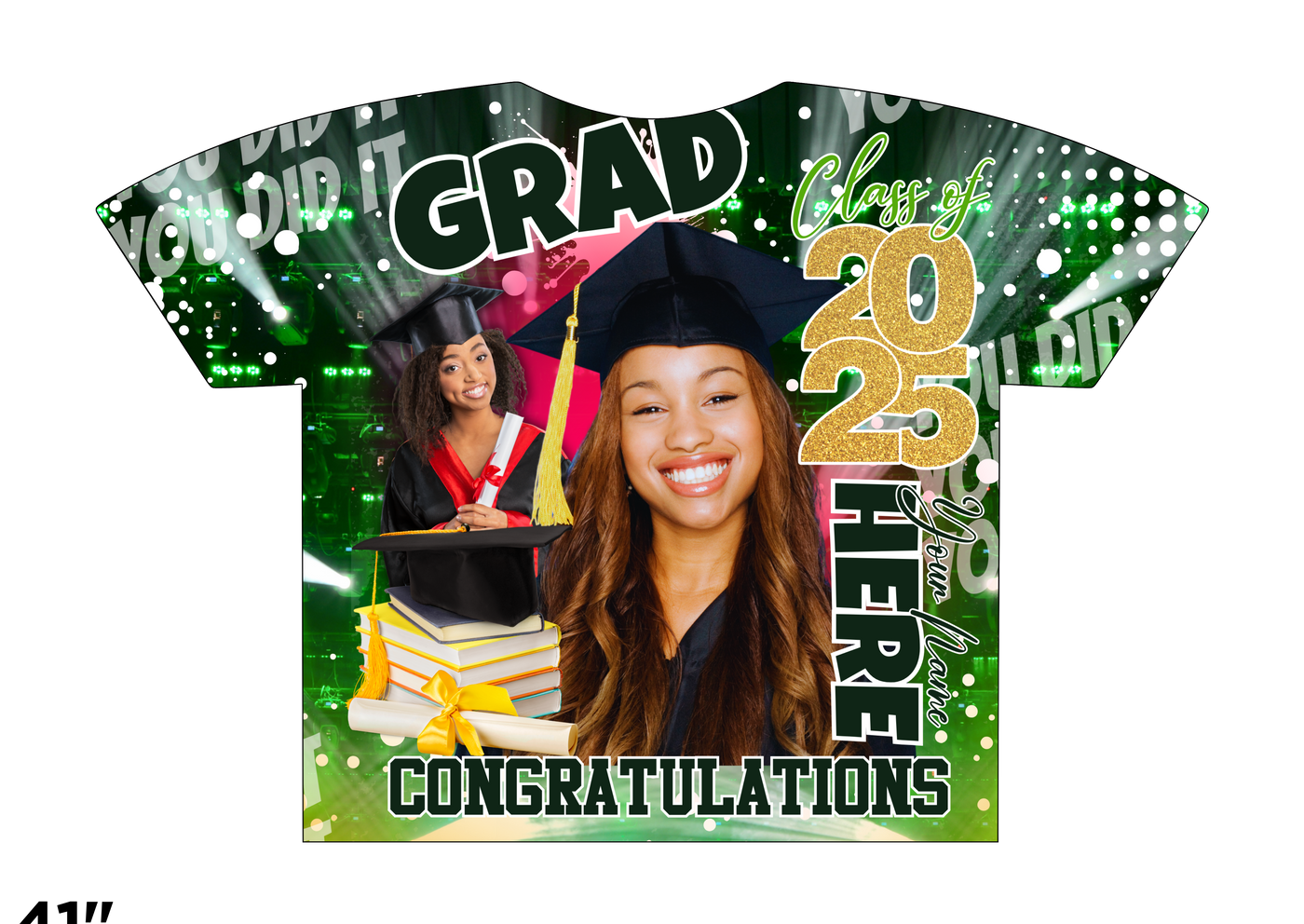Custom 3D All-Over Graduation T-Shirt – Personalized Full-Print Senior Gift