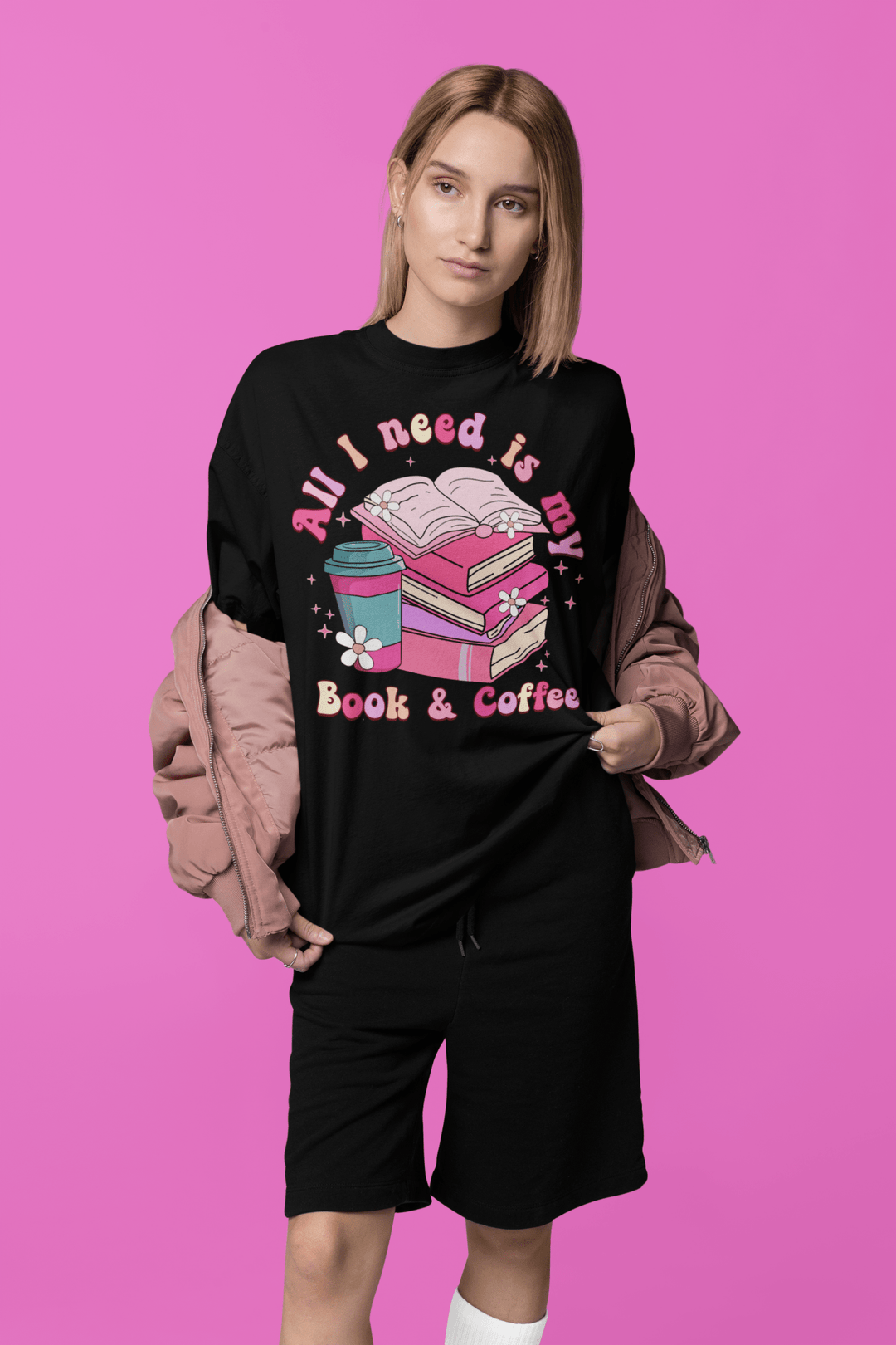 "All I Need is My Book & Coffee" – DTF Transfer for Book & Coffee Lovers | Cozy & Relaxed Design - KT SUBLIMATION, DTF AND MORE LLC