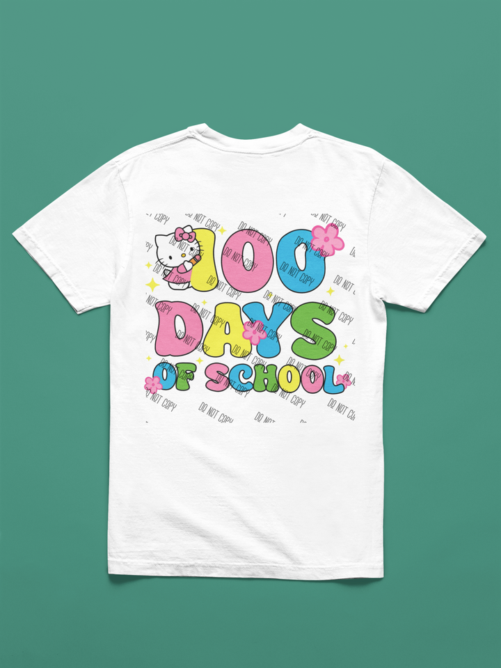 100 days  of school kitty DTF