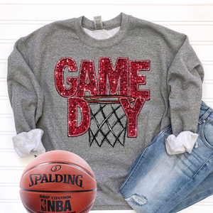 Game Day Red Basketball DTF - Custom Team Spirit Designs