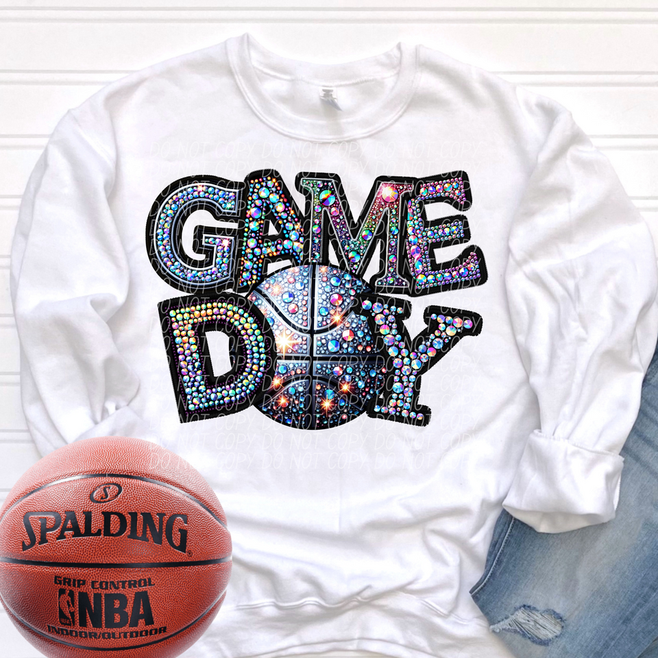 Basketball game day rhinestone   DTF