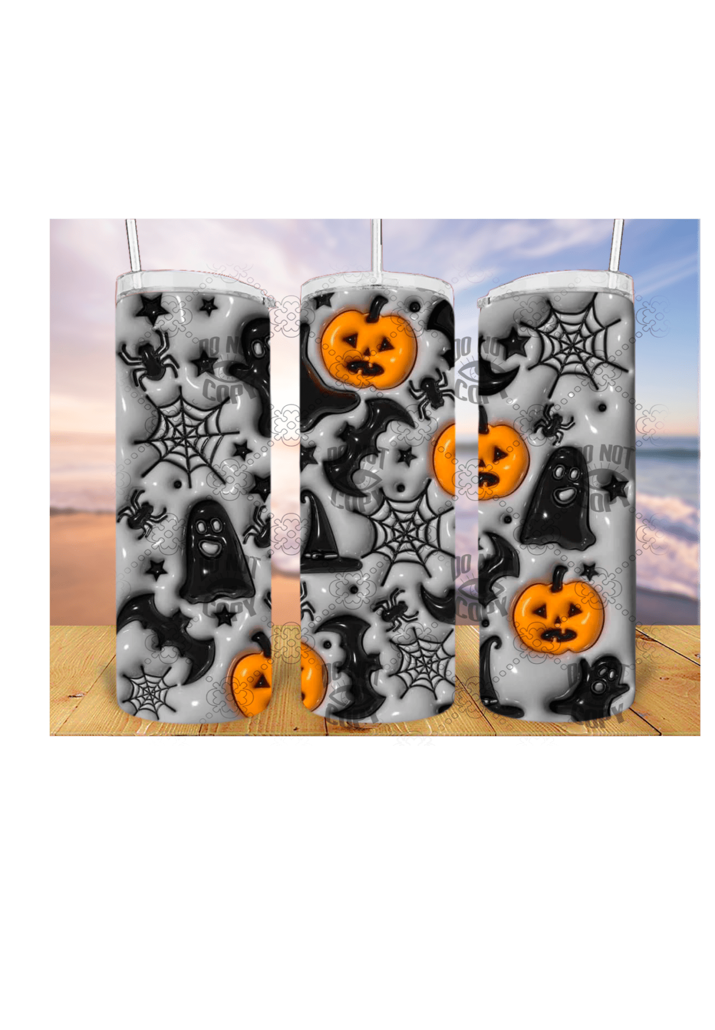 Bats, Ghost and pumpkin 3D 20oz Tumbler Sublimation Print