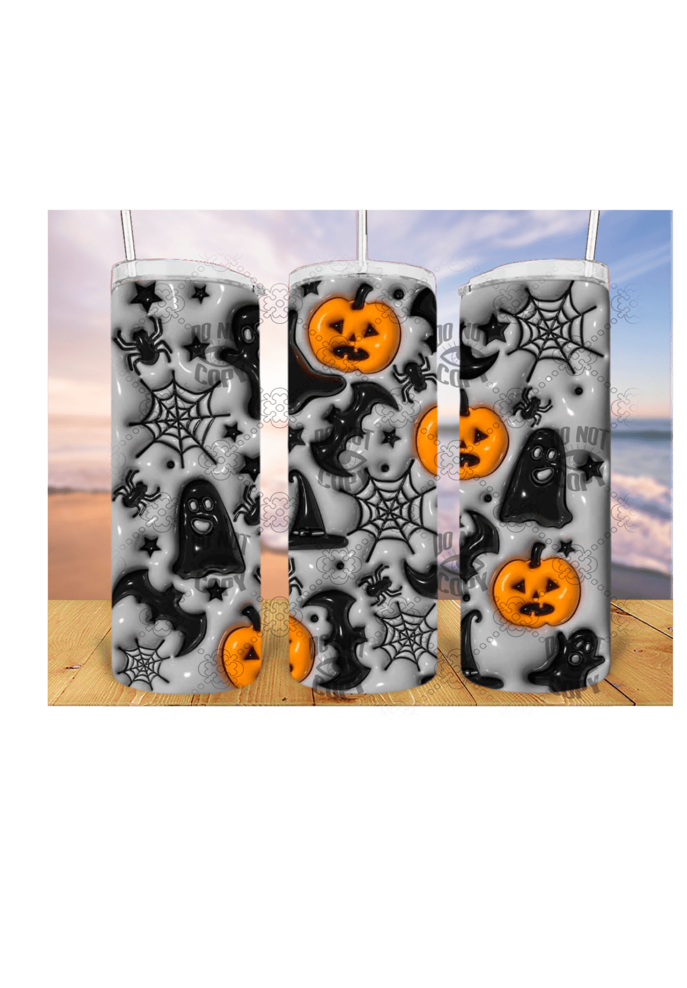 Bats, Ghost and pumpkin 3D 20oz Tumbler Sublimation Print - KT SUBLIMATION, DTF AND MORE LLC