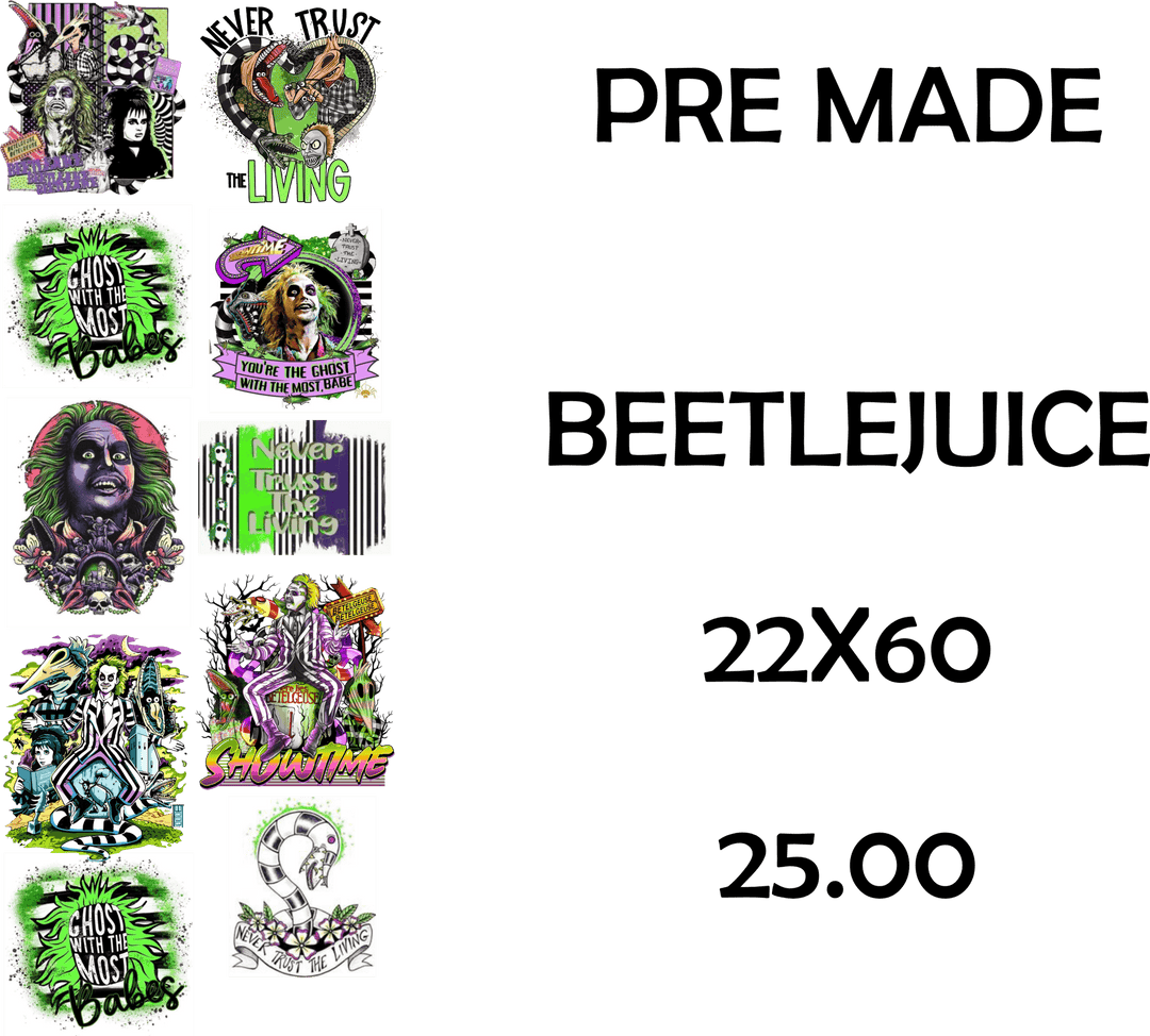 BEETLEJUICE DTF Transfer, Custom DTF Print, Custom Gang Sheet, Custom Heat Transfer, Bulk DTF Transfer, Wholesale Dtf Print, No Weeding - KT SUBLIMATION, DTF AND MORE LLC