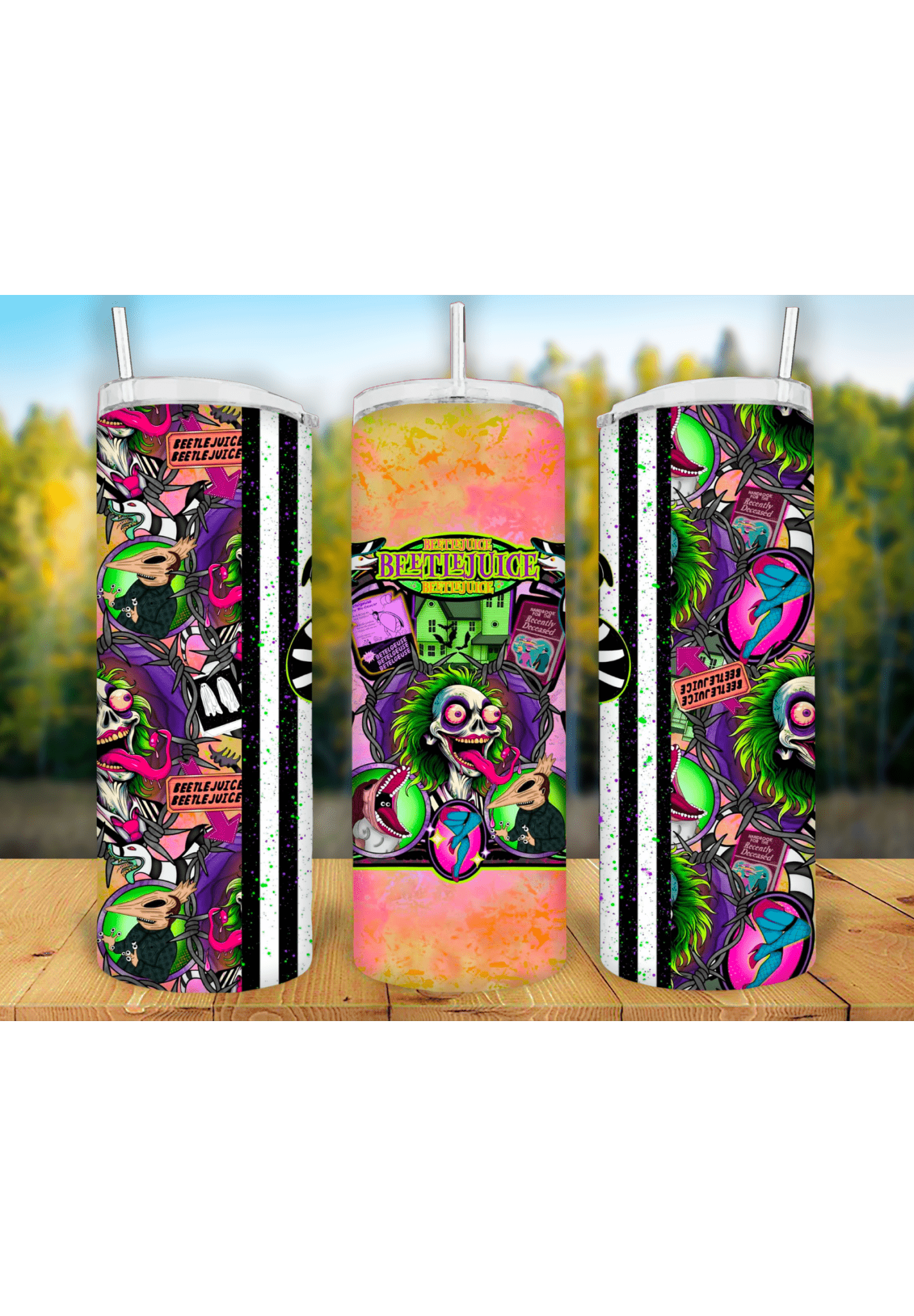Beetlejuice Halloween 20oz Tumbler Sublimation Print - KT SUBLIMATION, DTF AND MORE LLC