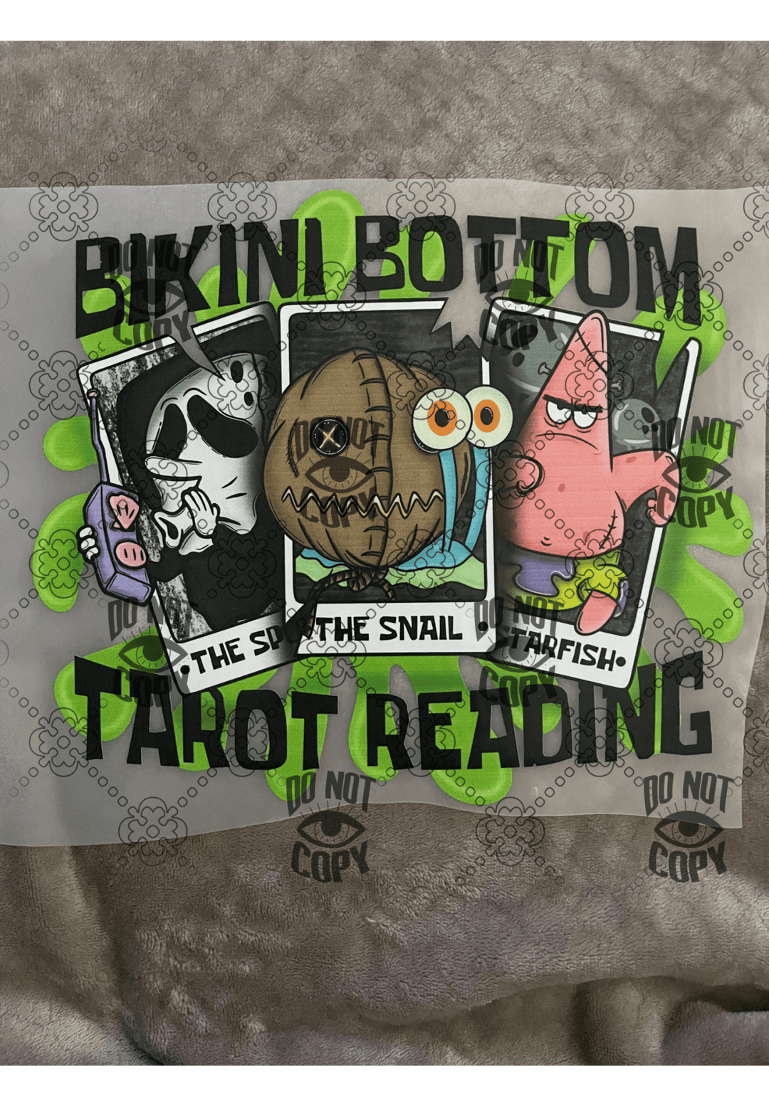 Bikini Bottom Tarot Reading Black DTF transfer - KT SUBLIMATION, DTF AND MORE LLC