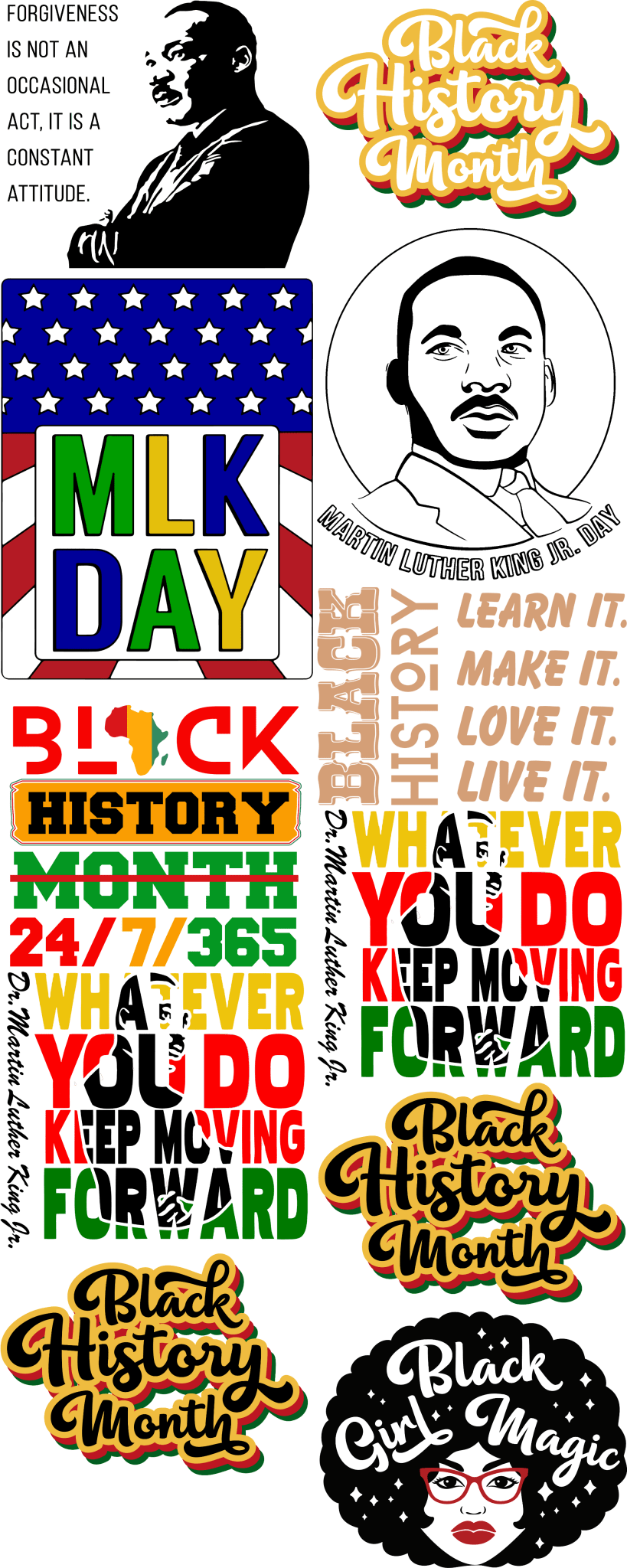 Black History Pre - Made Gang Sheet DTF | Ready - to - Press | Celebrate Black History Month - KT SUBLIMATION, DTF AND MORE LLC