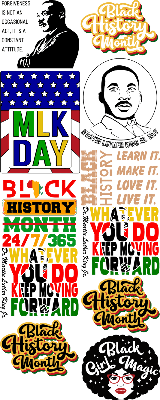 Black History Pre - Made Gang Sheet DTF | Ready - to - Press | Celebrate Black History Month - KT SUBLIMATION, DTF AND MORE LLC