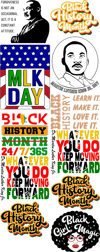 Black History Pre - Made Gang Sheet DTF | Ready - to - Press | Celebrate Black History Month - KT SUBLIMATION, DTF AND MORE LLC