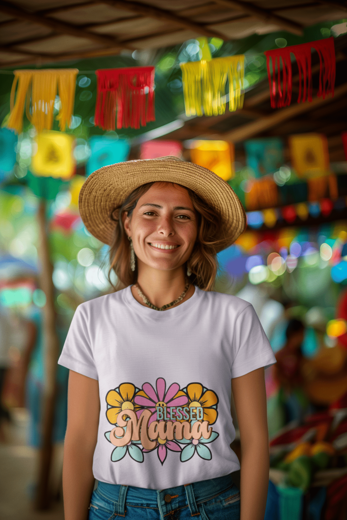 Blessed Mama DTF Transfer – Faith-Inspired Design for Moms, Ready to Press