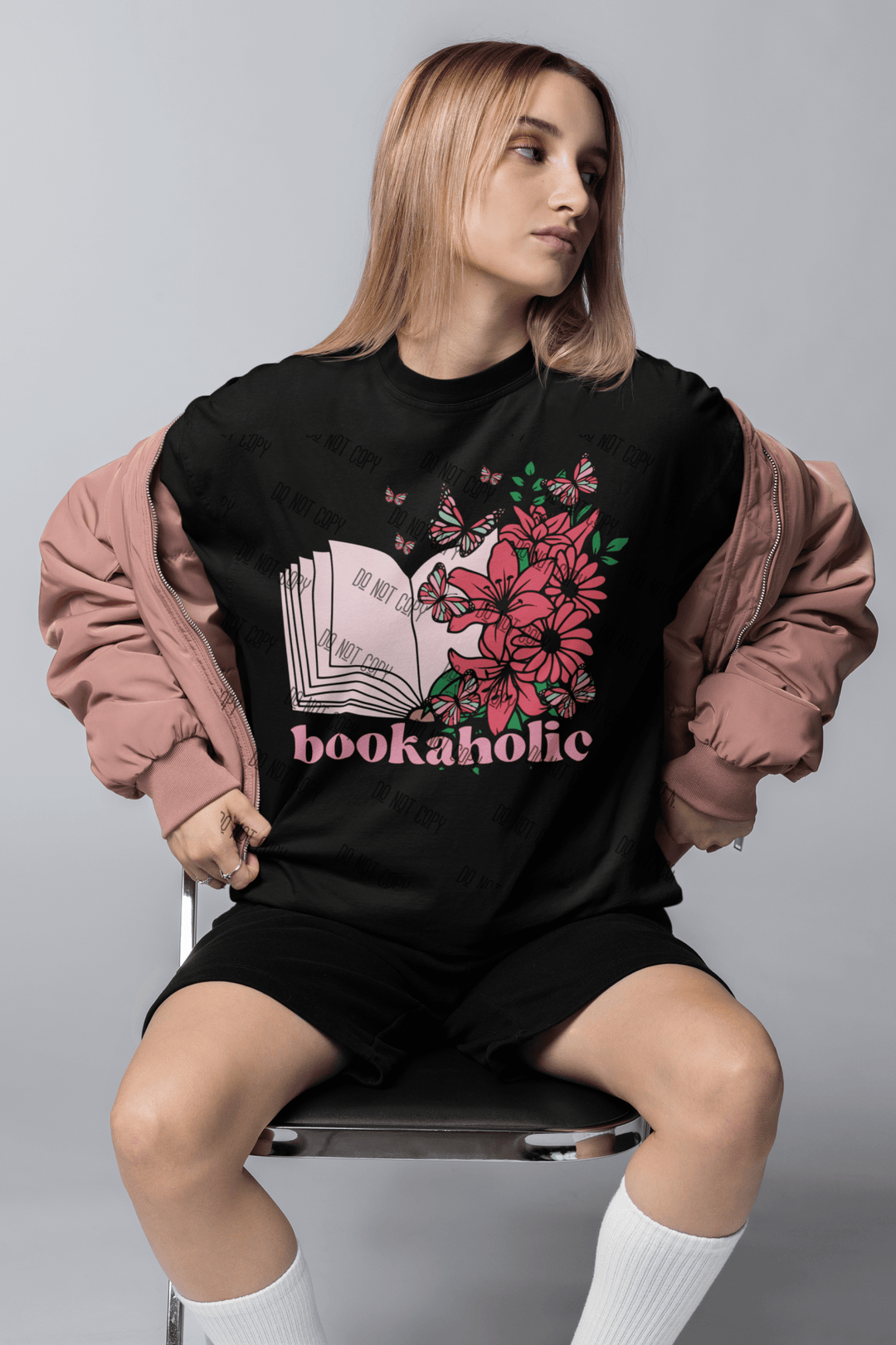 "Bookaholic" – DTF Transfer for Book Lovers | Fun & Bold Design for Avid Readers - KT SUBLIMATION, DTF AND MORE LLC