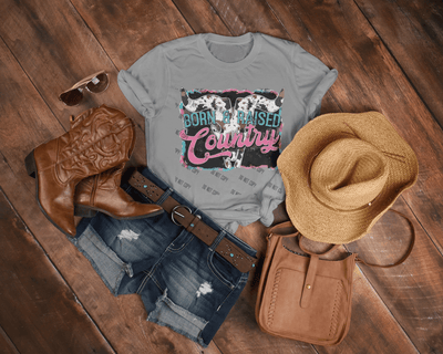 Born & Raised Country DTF Transfer – Southern Pride Western Print for Custom Apparel - KT SUBLIMATION, DTF AND MORE LLC