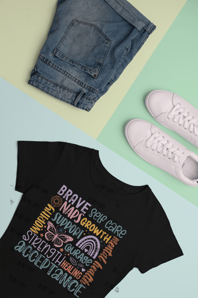 Brave Self Care" DTF Transfer – Empowering & Motivational Design - KT SUBLIMATION, DTF AND MORE LLC