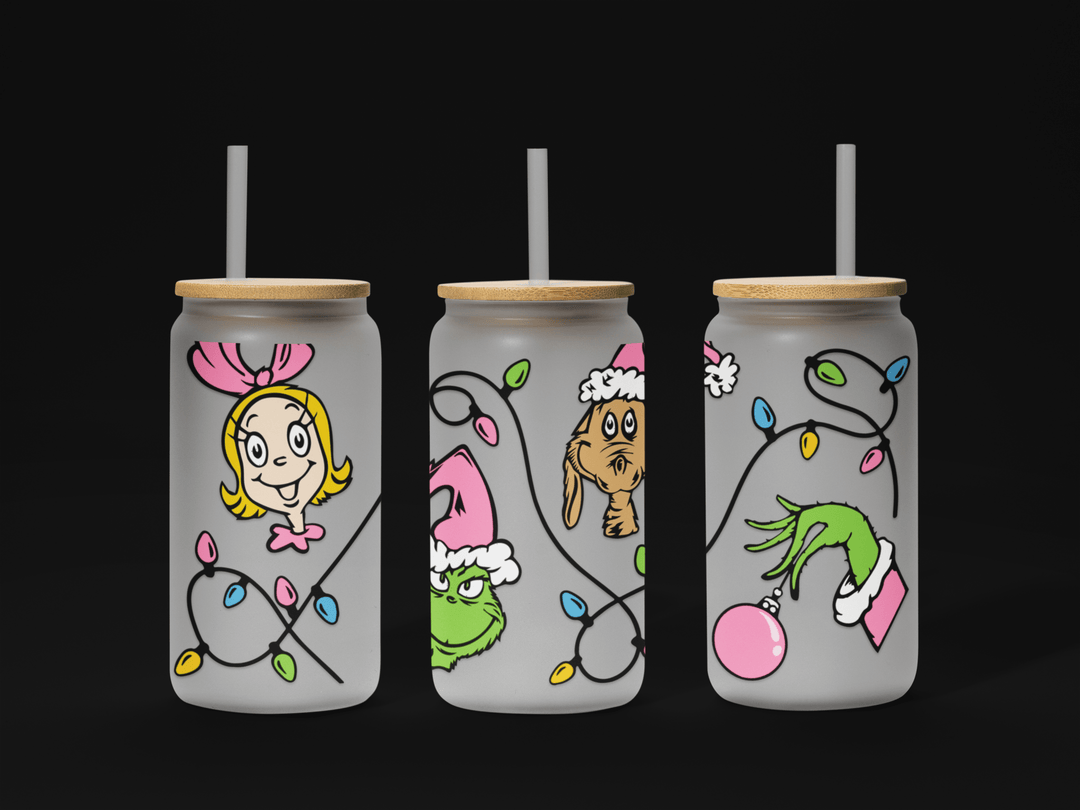 Christmas 16oz UV DTF Wrap – Festive Holiday Cup Wrap for Libbey Glass Cans - KT SUBLIMATION, DTF AND MORE LLC