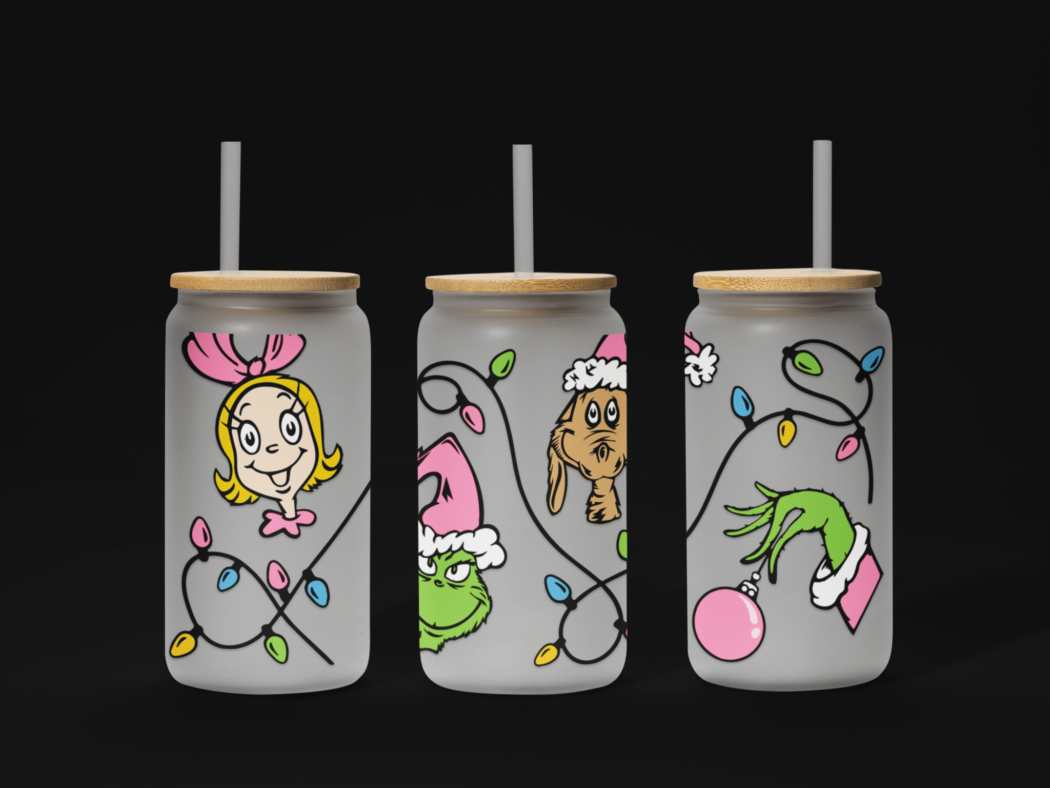 Christmas 16oz UV DTF Wrap – Festive Holiday Cup Wrap for Libbey Glass Cans