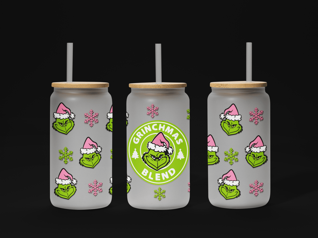 Christmas 16oz UV DTF Wrap – Festive Holiday Cup Wrap for Libbey Glass Cans - KT SUBLIMATION, DTF AND MORE LLC
