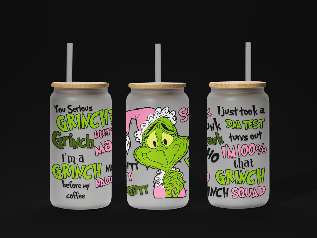 Christmas 16oz UV DTF Wrap – Festive Holiday Cup Wrap for Libbey Glass Cans - KT SUBLIMATION, DTF AND MORE LLC