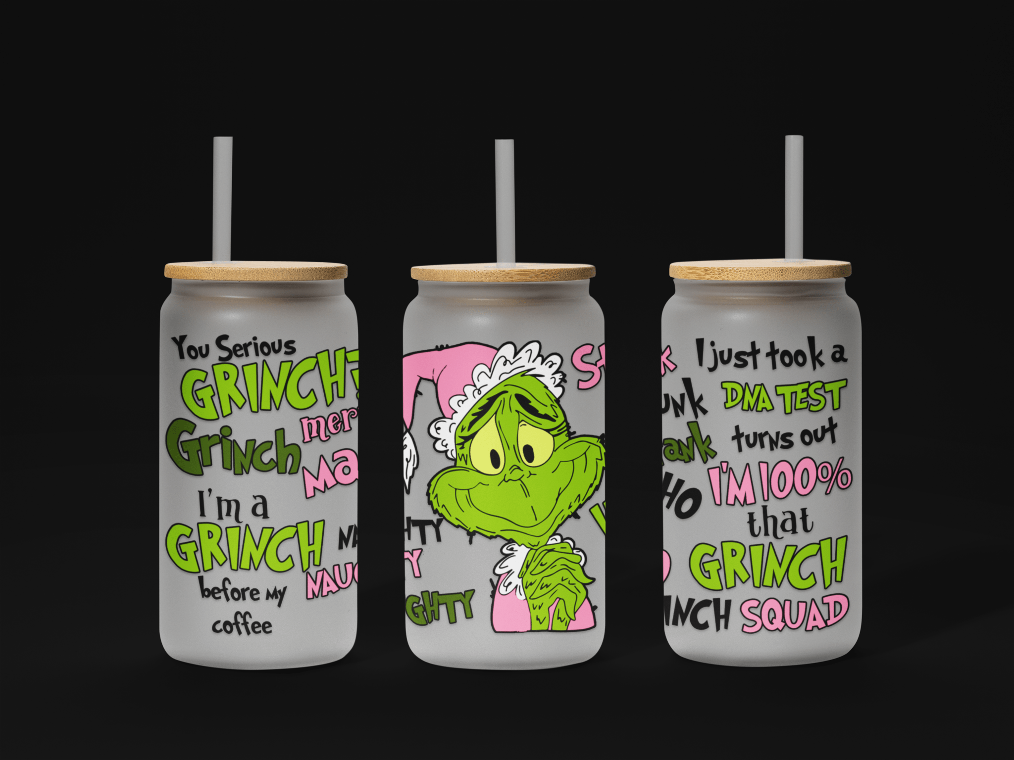 Christmas 16oz UV DTF Wrap – Festive Holiday Cup Wrap for Libbey Glass Cans - KT SUBLIMATION, DTF AND MORE LLC