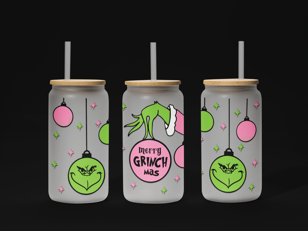 Christmas 16oz UV DTF Wrap – Festive Holiday Cup Wrap for Libbey Glass Cans - KT SUBLIMATION, DTF AND MORE LLC