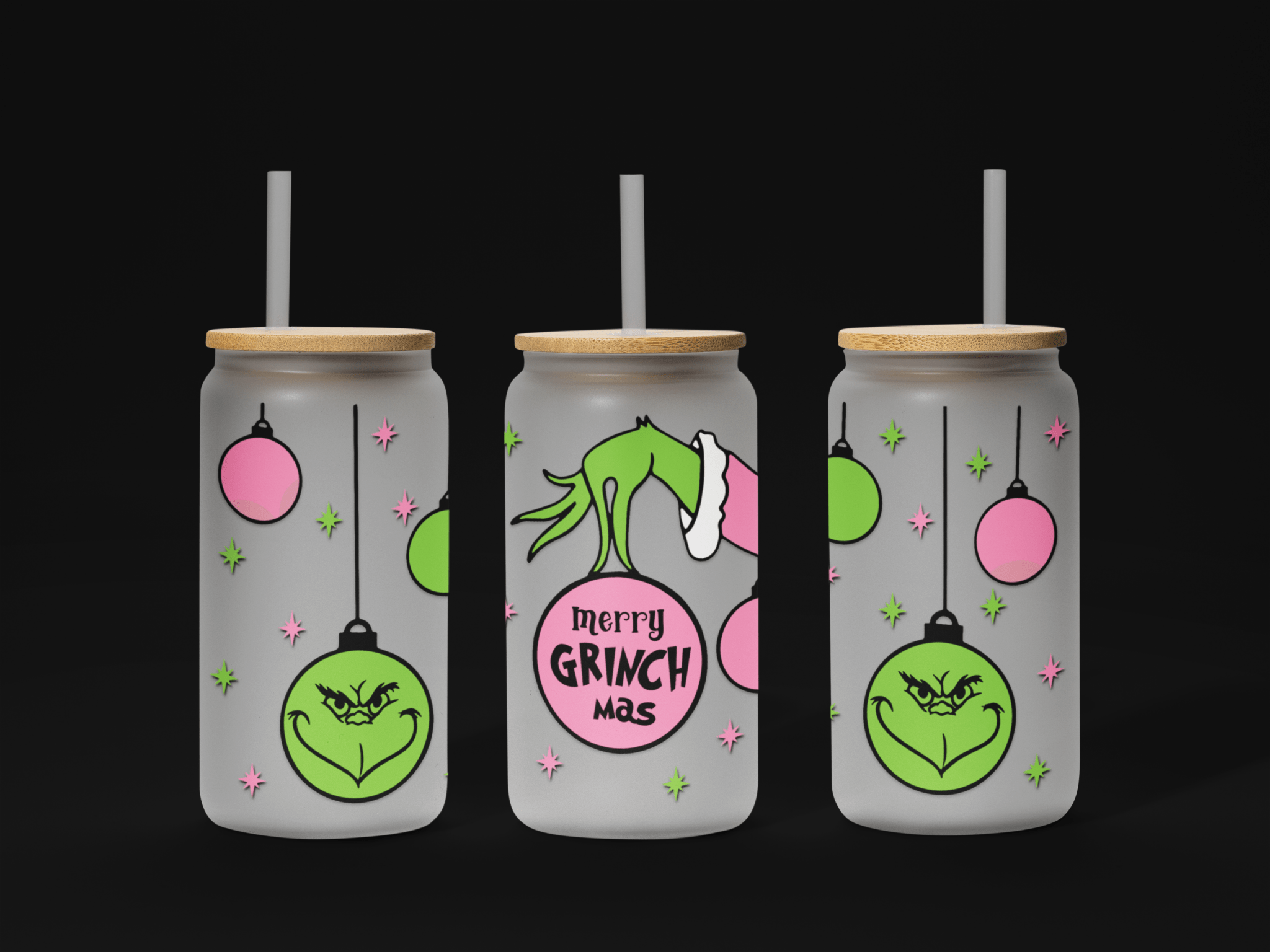 Christmas 16oz UV DTF Wrap – Festive Holiday Cup Wrap for Libbey Glass Cans