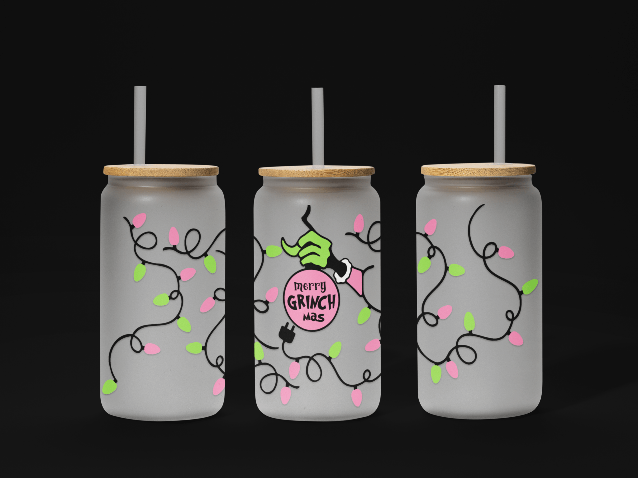 Christmas 16oz UV DTF Wrap – Festive Holiday Cup Wrap for Libbey Glass Cans - KT SUBLIMATION, DTF AND MORE LLC