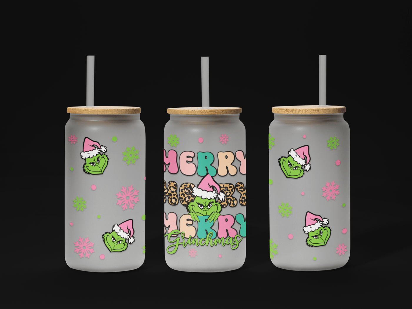 Christmas 16oz UV DTF Wrap – Festive Holiday Cup Wrap for Libbey Glass Cans - KT SUBLIMATION, DTF AND MORE LLC