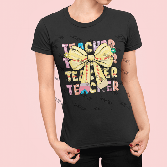 Coquette Teacher DTF Transfer – Cute & Classy for Back to School - KT SUBLIMATION, DTF AND MORE LLC