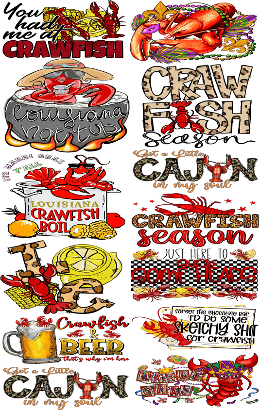 Crawfish Pre - Made Gang Sheet DTF | Ready - to - Press | Perfect for Seafood Lovers - KT SUBLIMATION, DTF AND MORE LLC