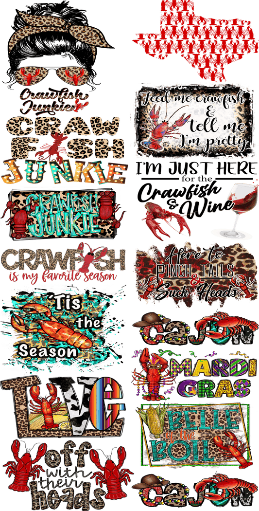 Crawfish Pre - Made Gang Sheet DTF | Ready - to - Press | Perfect for Seafood Lovers - KT SUBLIMATION, DTF AND MORE LLC