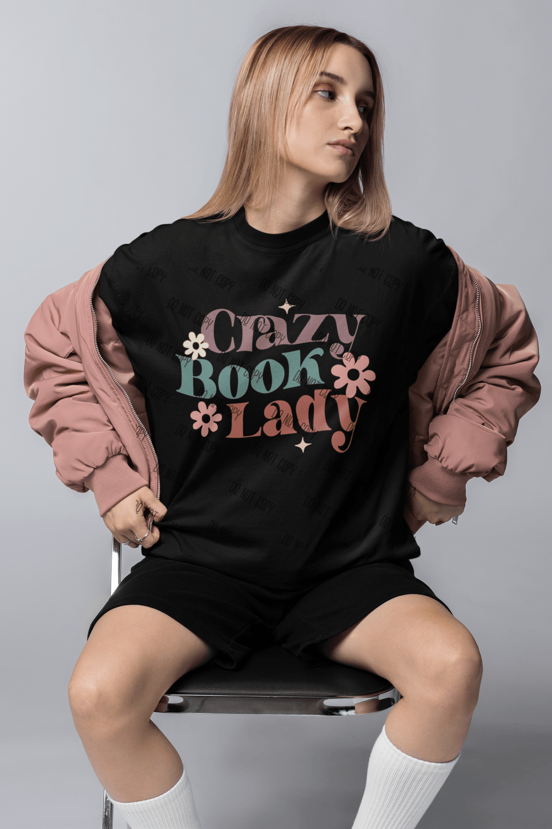 "Crazy Book Lady" – DTF Transfer for Book Lovers | Bold & Vibrant Print - KT SUBLIMATION, DTF AND MORE LLC