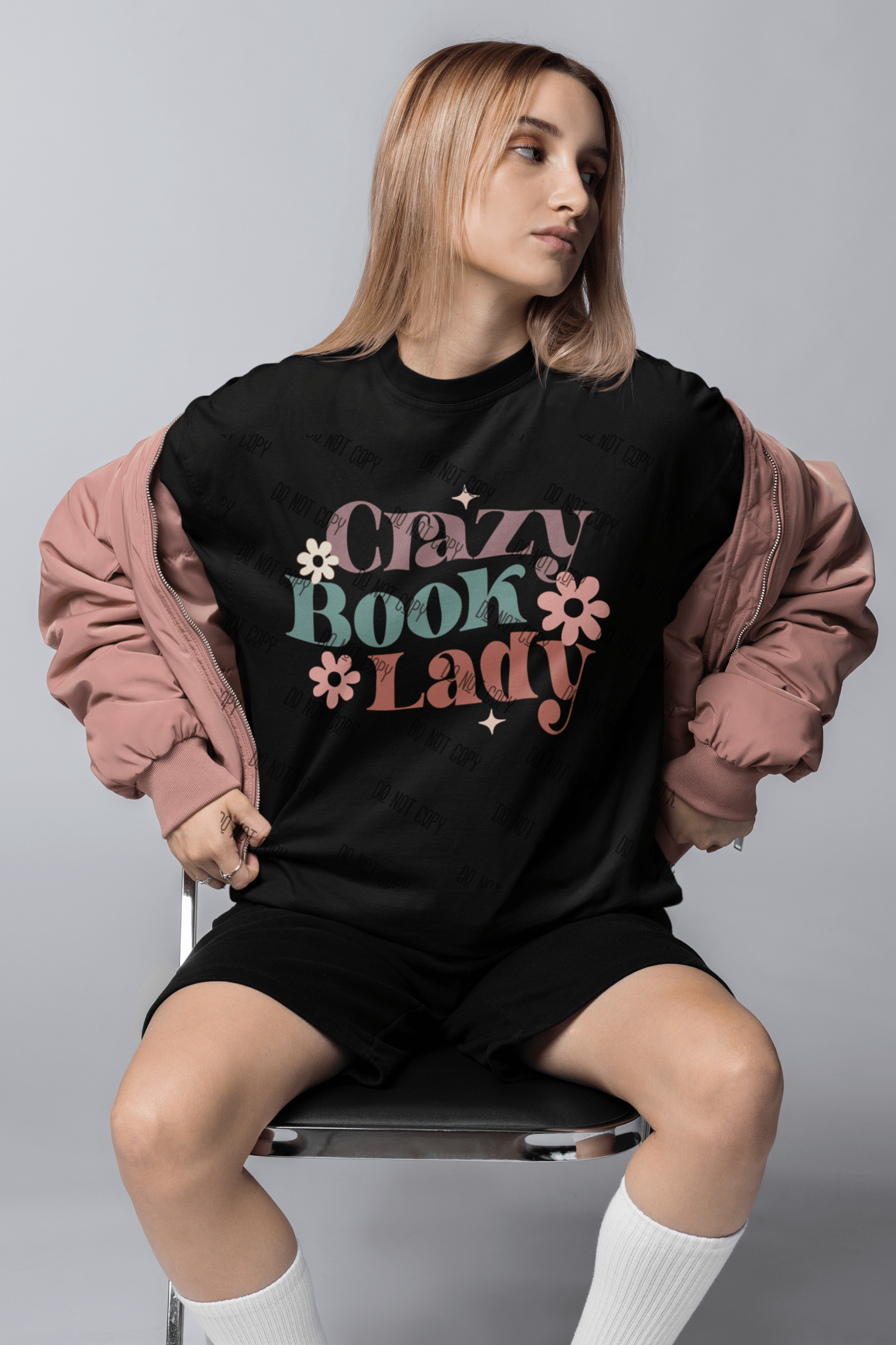 "Crazy Book Lady" – DTF Transfer for Book Lovers | Bold & Vibrant Print