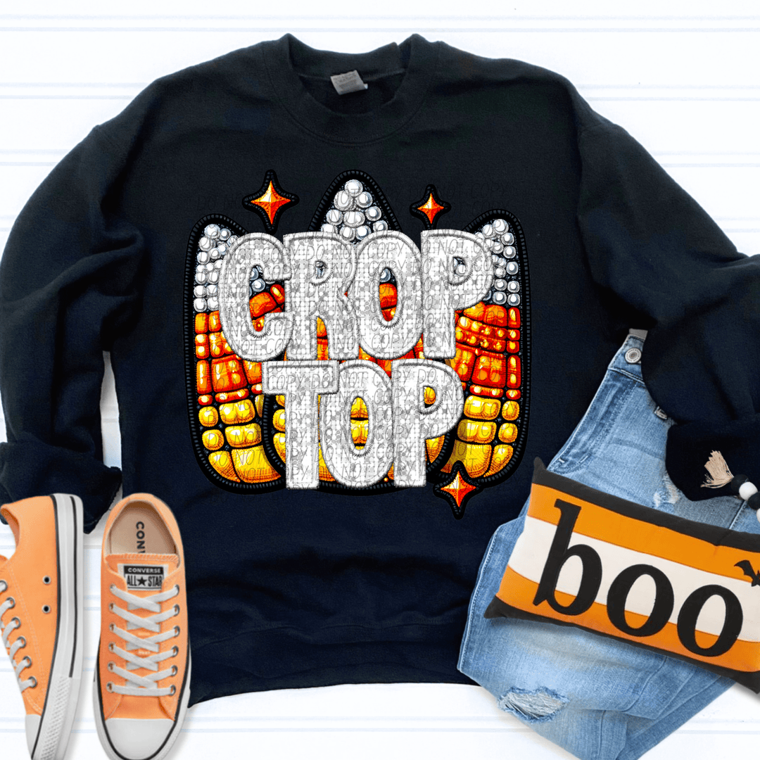 Crop Top Corn Cutie DTF Transfer – Fall Farm Vibes in Style - KT SUBLIMATION, DTF AND MORE LLC