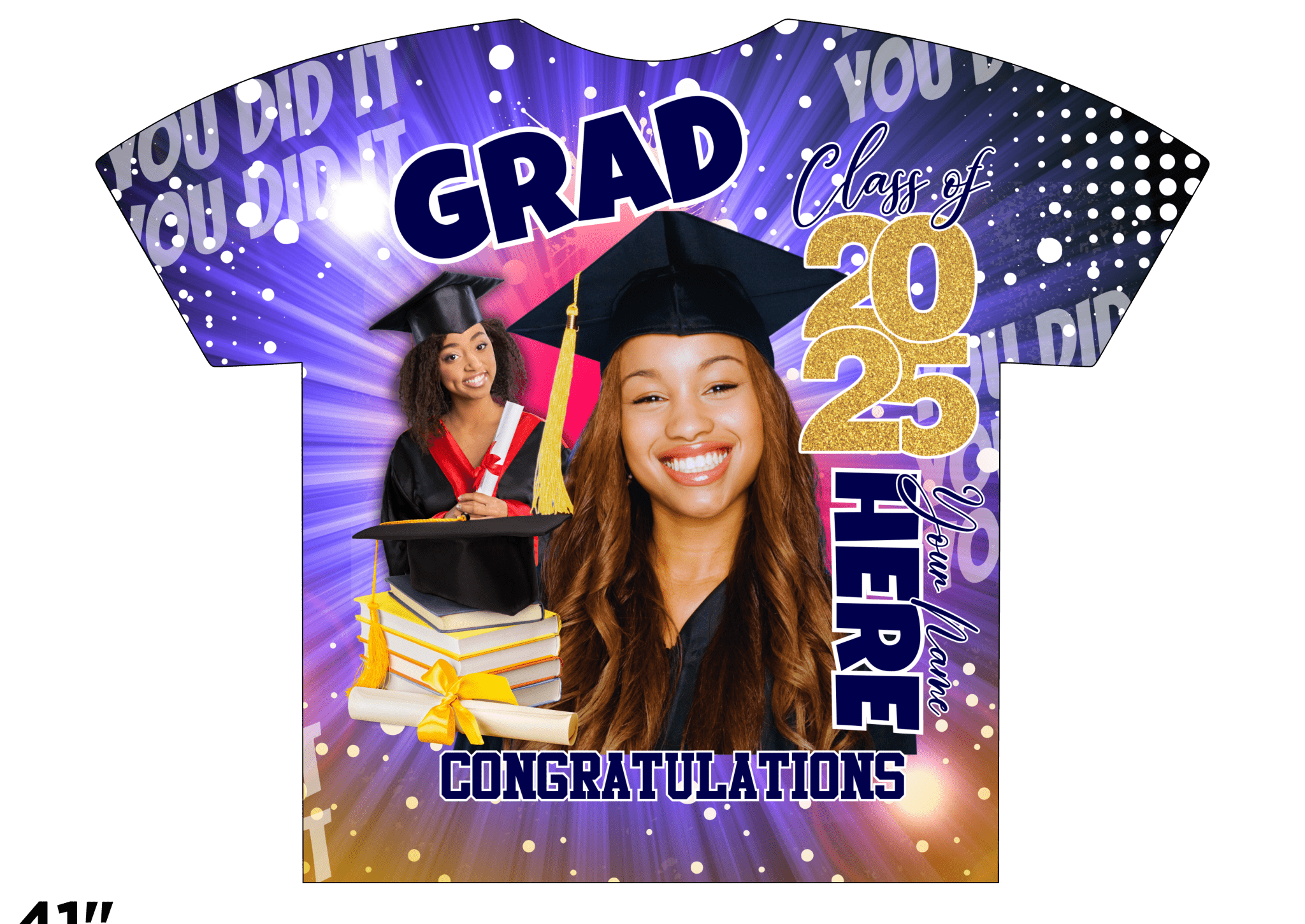Custom 3D All-Over Graduation T-Shirt – Personalized Full-Print Senior Gift