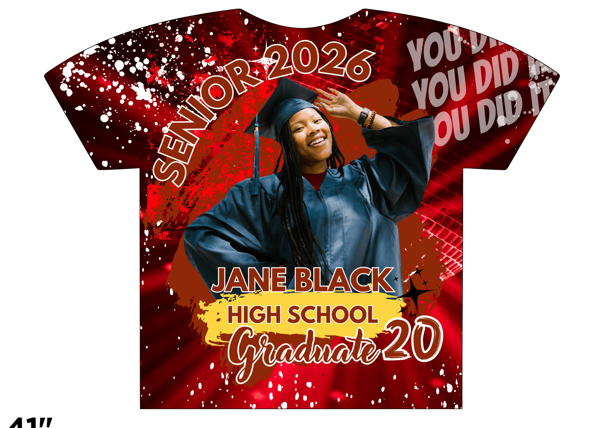 Custom 3D All-Over Graduation T-Shirt – Personalized Full-Print Senior Gift