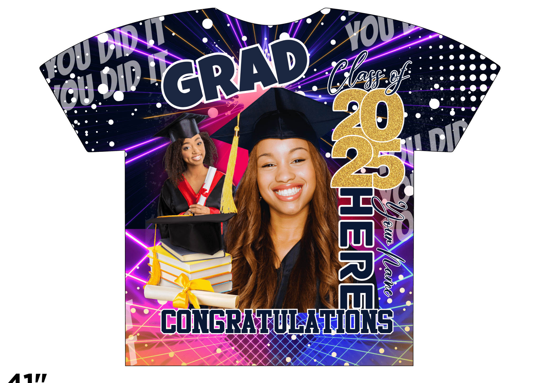 Custom 3D All - Over Graduation T-Shirt – Personalized Full - Print Senior Gift - KT SUBLIMATION, DTF AND MORE LLC