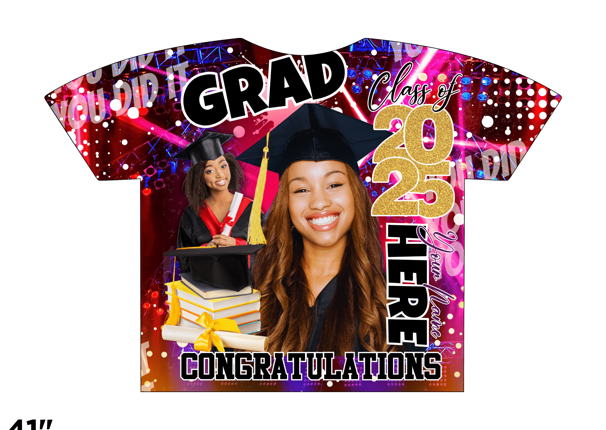 Custom 3D All-Over Graduation T-Shirt – Personalized Full-Print Senior Gift