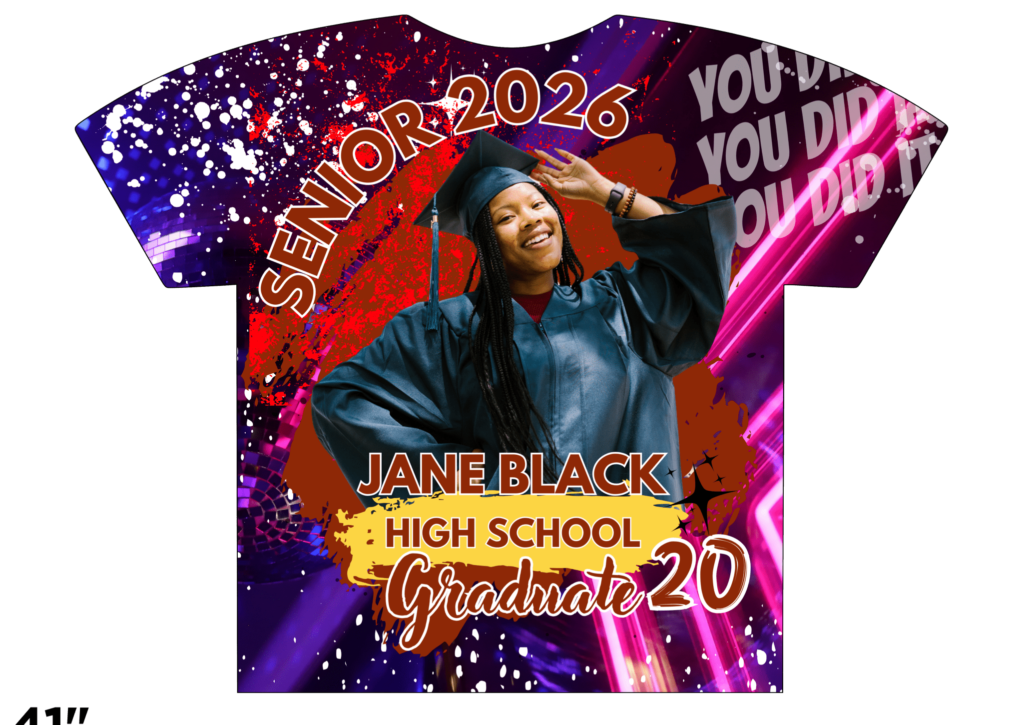 Custom 3D All-Over Graduation T-Shirt – Personalized Full-Print Senior Gift