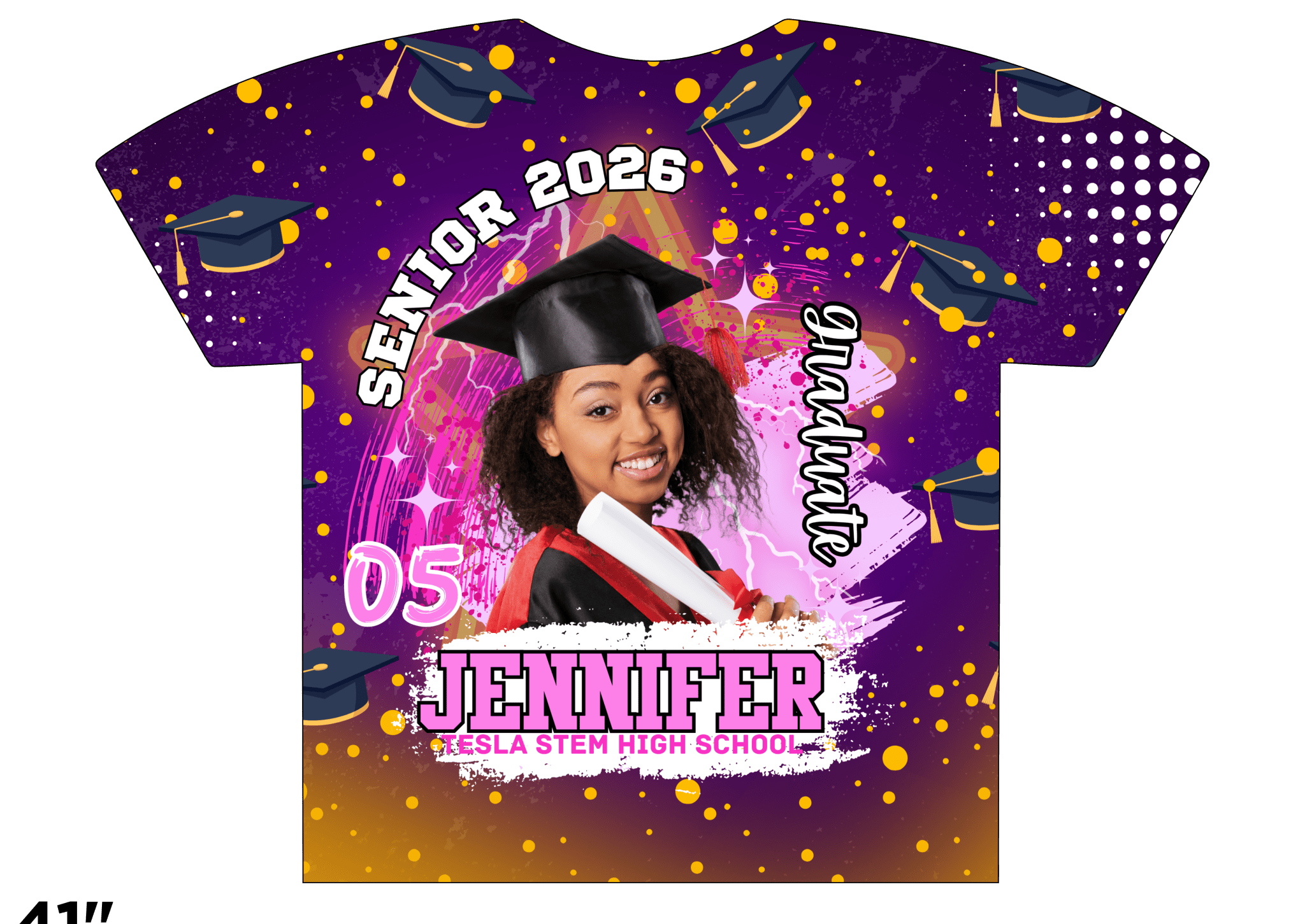 Custom 3D All-Over Graduation T-Shirt – Personalized Full-Print Senior Gift