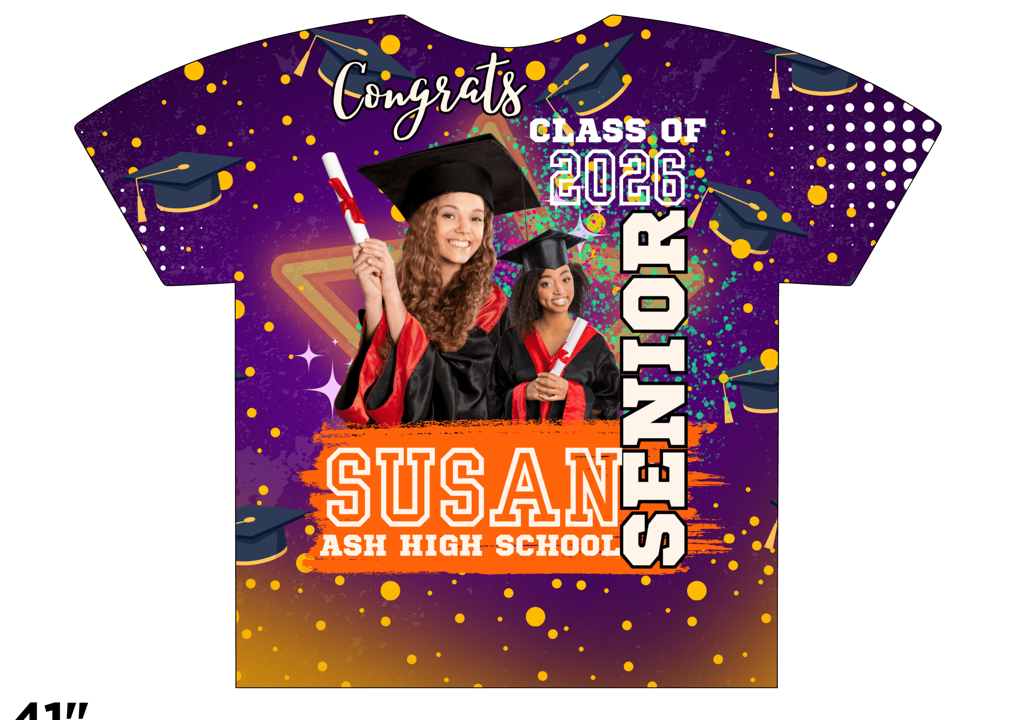 Custom 3D All-Over Graduation T-Shirt – Personalized Full-Print Senior Gift