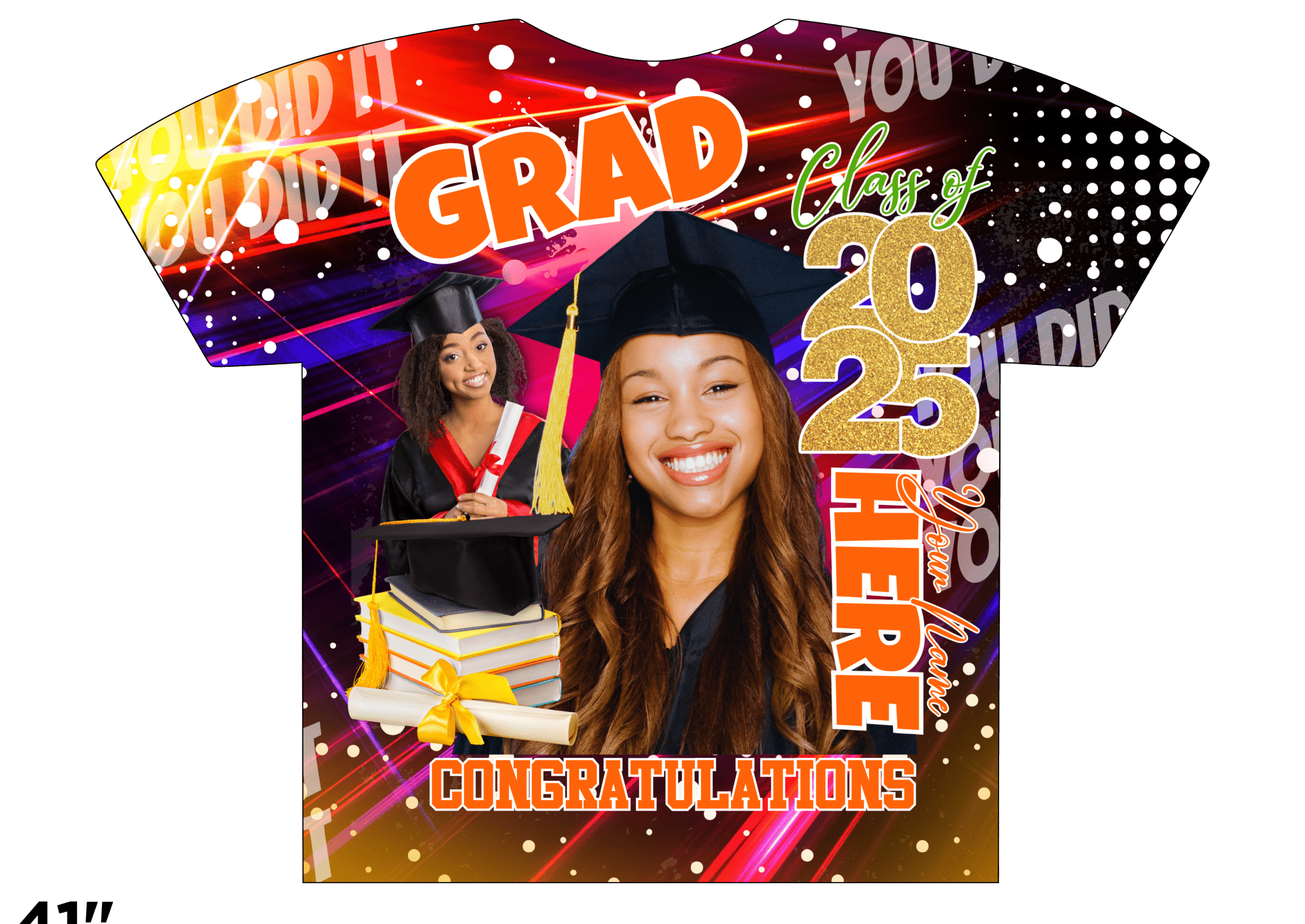 Custom 3D All-Over Graduation T-Shirt – Personalized Full-Print Senior Gift