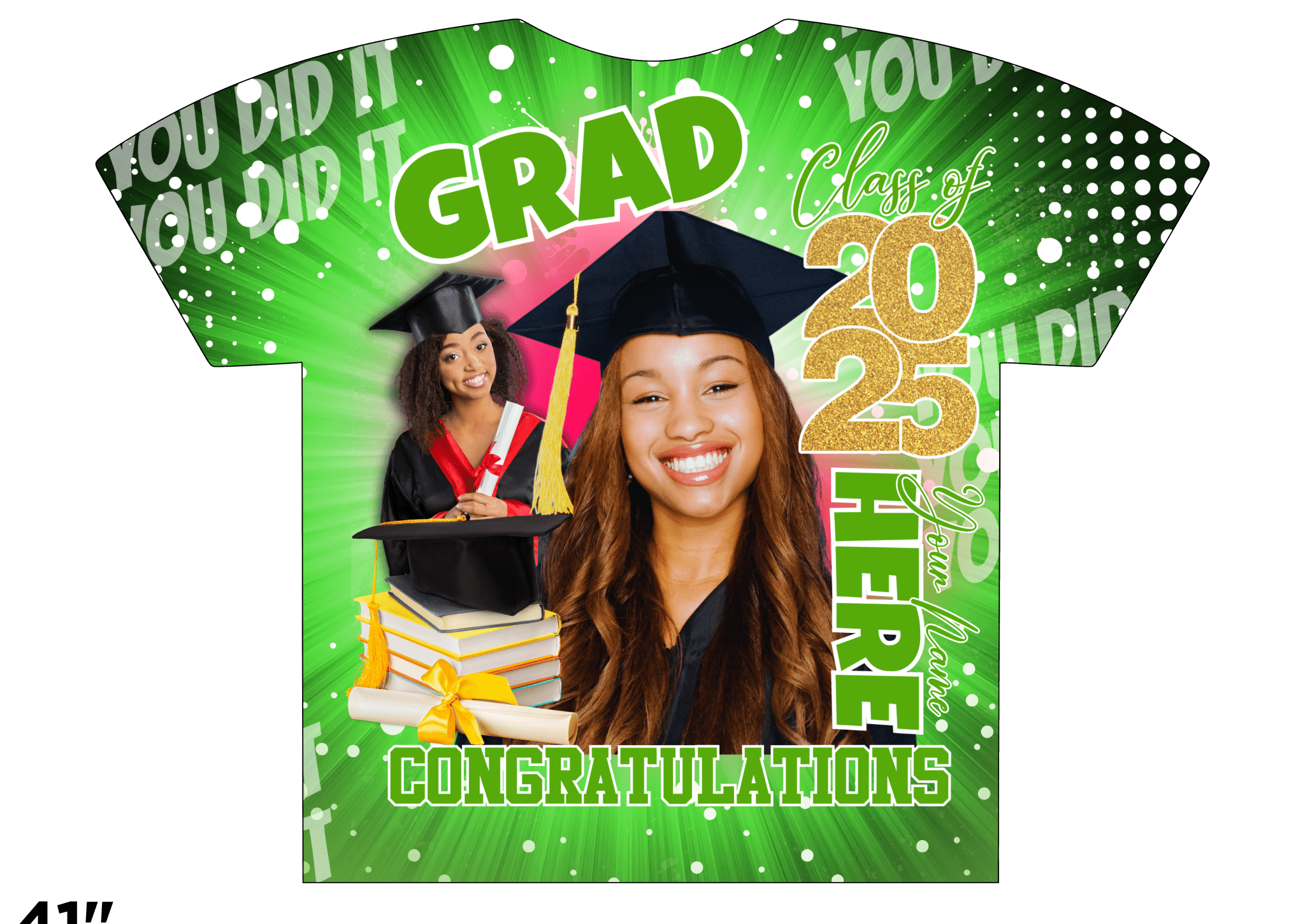 Custom 3D All-Over Graduation T-Shirt – Personalized Full-Print Senior Gift