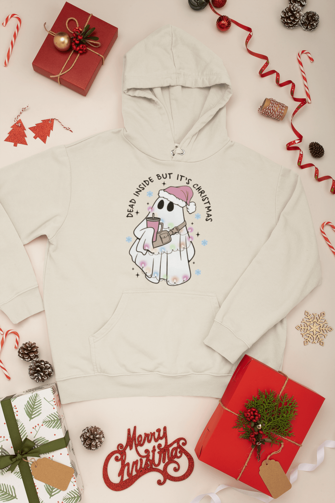Dead inside but it's Chritmas Ghost DTF - KT SUBLIMATION, DTF AND MORE LLC