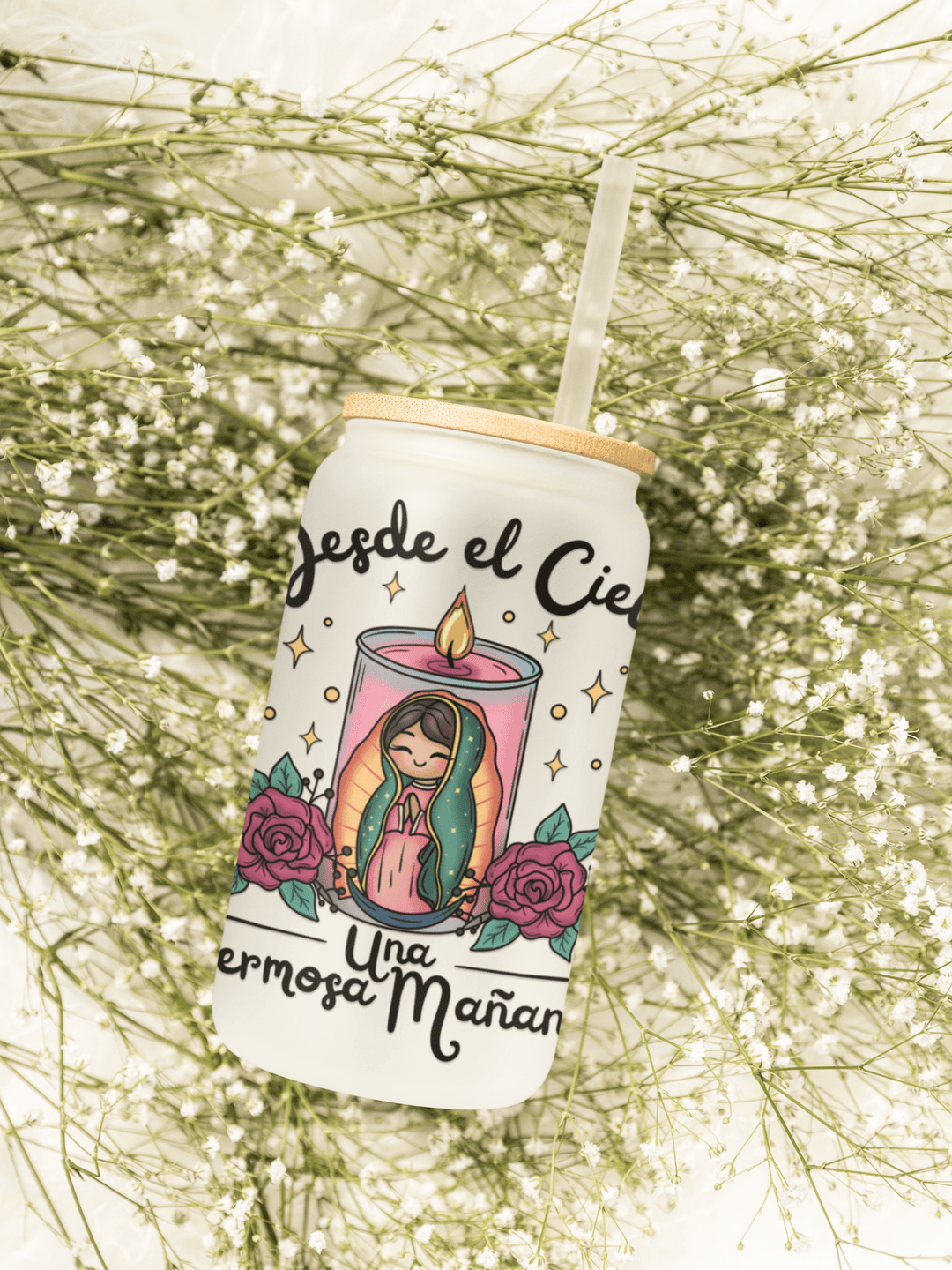 Desde el Cielo una hermosa Manana Virgen de Guadalupe 16oz UV DTF Wrap - KT SUBLIMATION, DTF AND MORE LLC