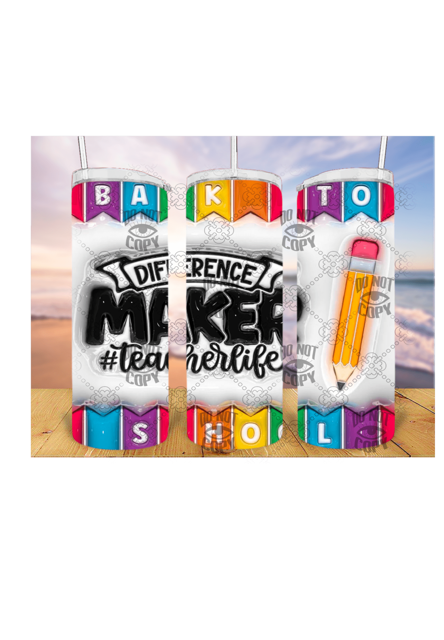 Diference Maker #teacherlife 3D 20oz Tumbler Sublimation Print