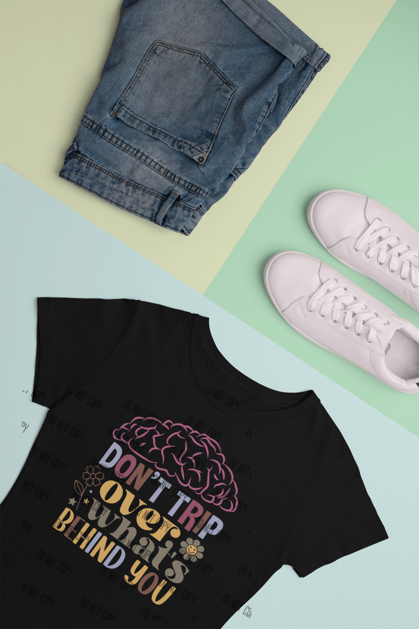 "Don't Trip Over What's Behind You" DTF Transfer – Motivational & Empowering Design - KT SUBLIMATION, DTF AND MORE LLC