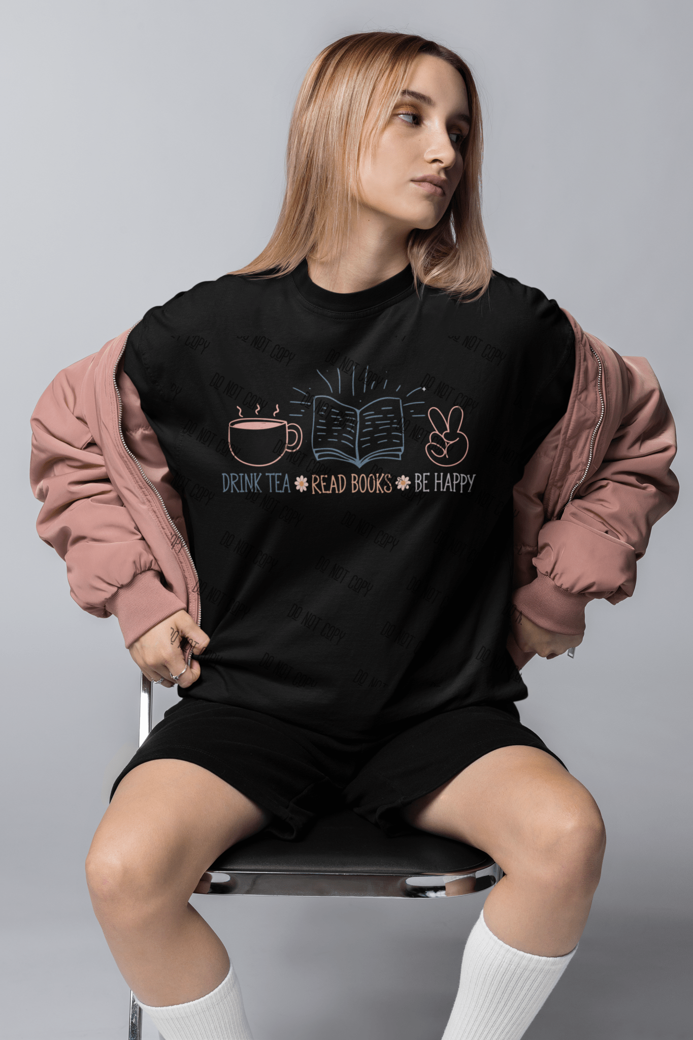 Drink Tea, Read Books, Be Happy DTF Transfer | Cozy Book Lover | Ready - to - Press Heat Transfer - KT SUBLIMATION, DTF AND MORE LLC